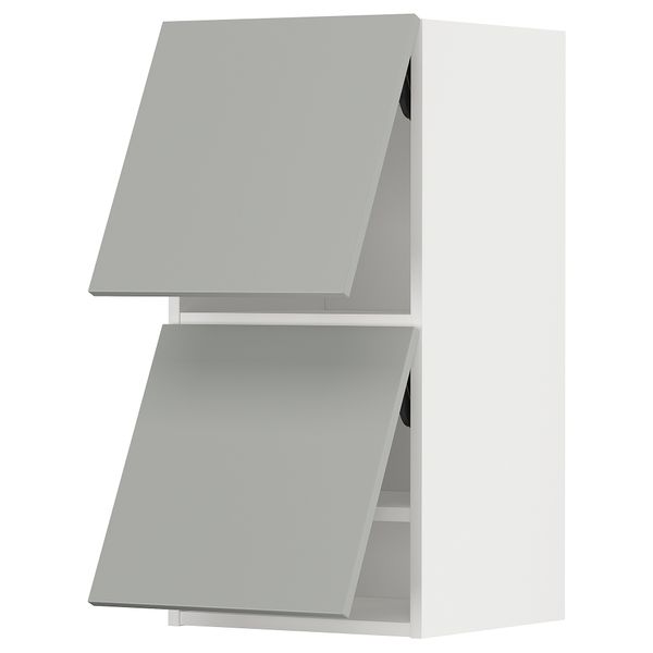 Навесной горизонтальный шкаф, 2 двери, белый, Havstorp светло-серый, 40x80 см IKEA METOD МЕТОД 095.383.79 - фото 1