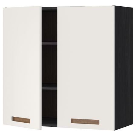 Навесной шкаф с полками, 2 дверцы МЕТОД, черный, Мэрста белый
