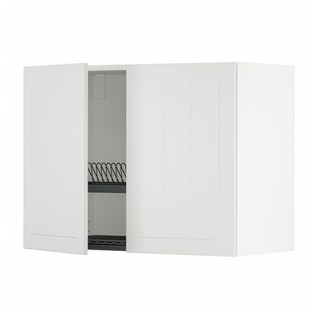 Навесной шкаф с сушилкой/2дверцы, белый/Стенсунд белый 80x60 см IKEA METOD МЕТОД 594.098.03