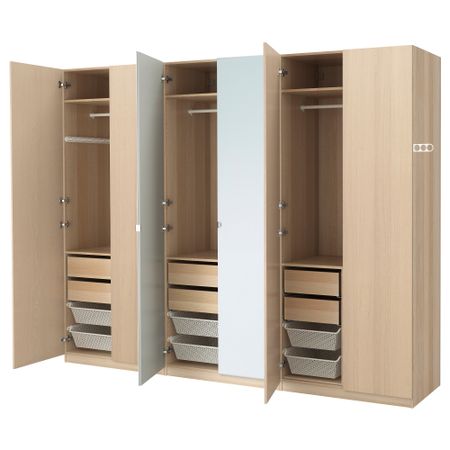 Гардероб ПАКС, под беленый дуб, Нексус Викедаль (300x60x236 см)