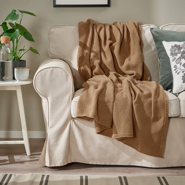 Плед, желто-бежевый, 130x170 см IKEA HUMLEMOTT 205.495.50 - фото 3