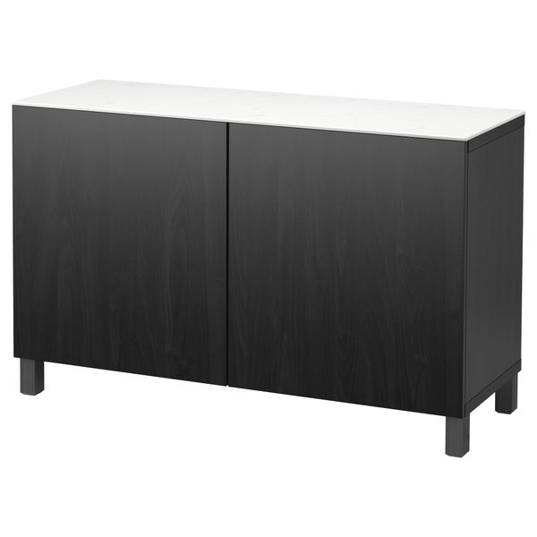 Комбинация для хранения с дверцами БЕСТО, черно-коричневый, Лаппвикен черно-коричневый (120x42x74 см) - фото 1