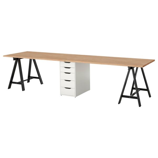 Стол ГЕРТОН / АЛЕКС, бук, черный белый (310x75 см) - фото 1