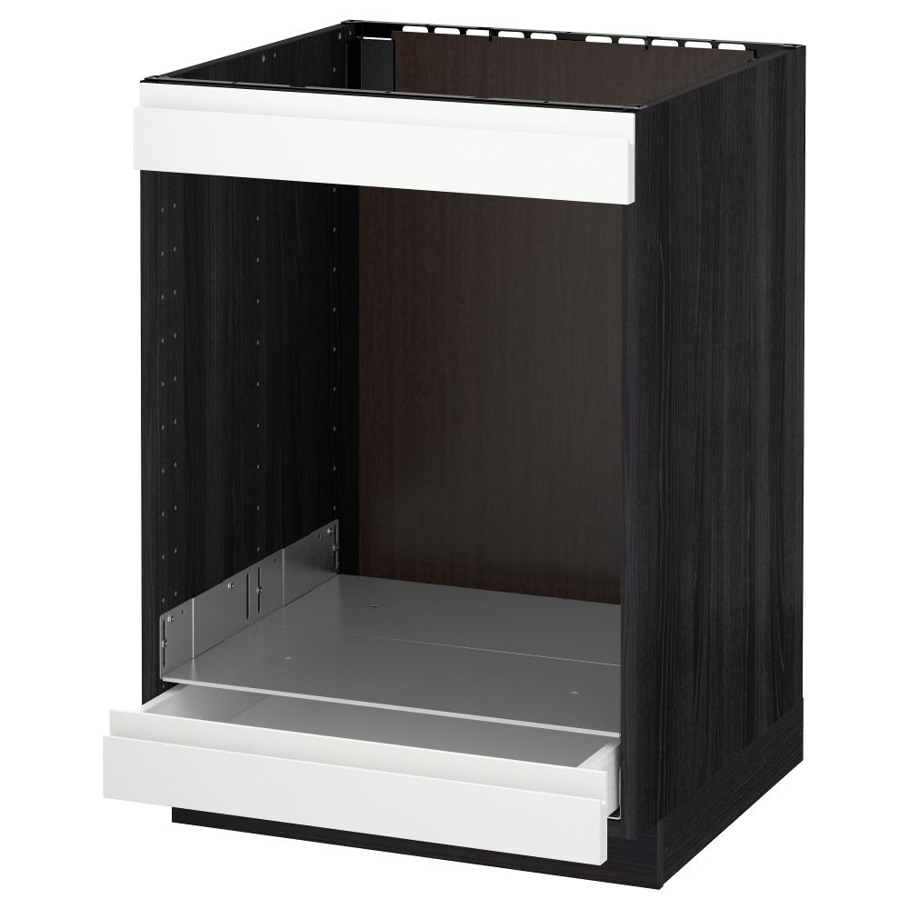 Напольный шкаф для варочной панели +духовки/ящик МЕТОД / МАКСИМЕРА, черный, Воксторп белый (60x60 см) - схема-чертеж с размерами