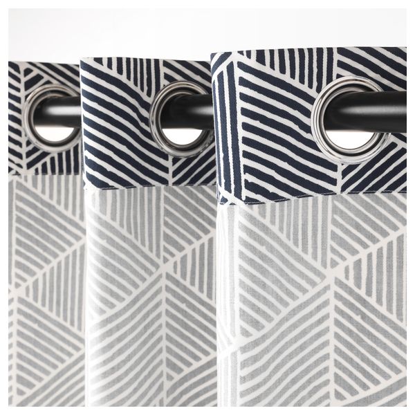 Гардины, 1 пара НИННЕРЁРТ, синий/белый (145x300 см) - фото 3