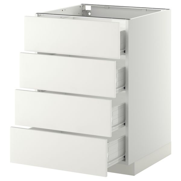 Напольный шкаф 4 фронтальных панели, 4 ящика МЕТОД / ФОРВАРА, белый, Хэггеби белый - схема-чертеж с размерами