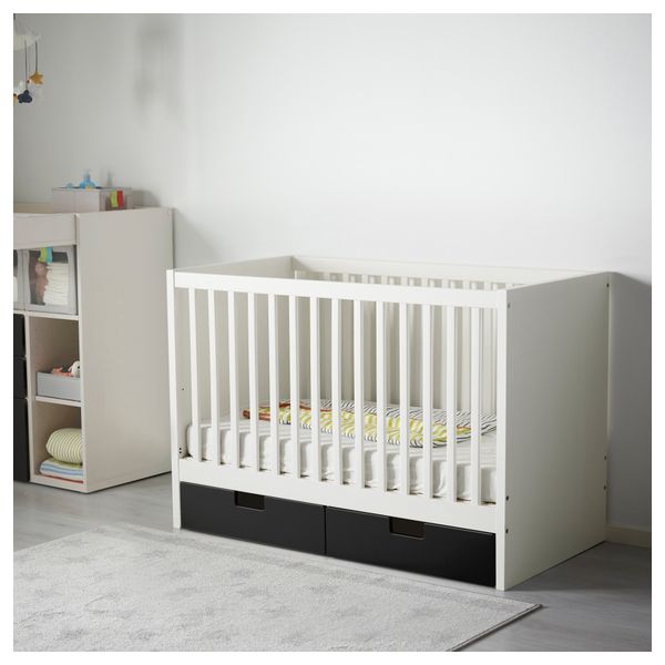 Кроватка детская с ящиками СТУВА, черный (60x120 см) - фото 3