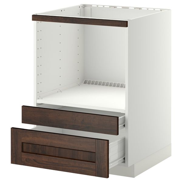 Напольный шкаф для комбинирования СВЧ, ящики МЕТОД / ФОРВАРА, белый, Эдсерум коричневый (60x60 см) - схема-чертеж с размерами