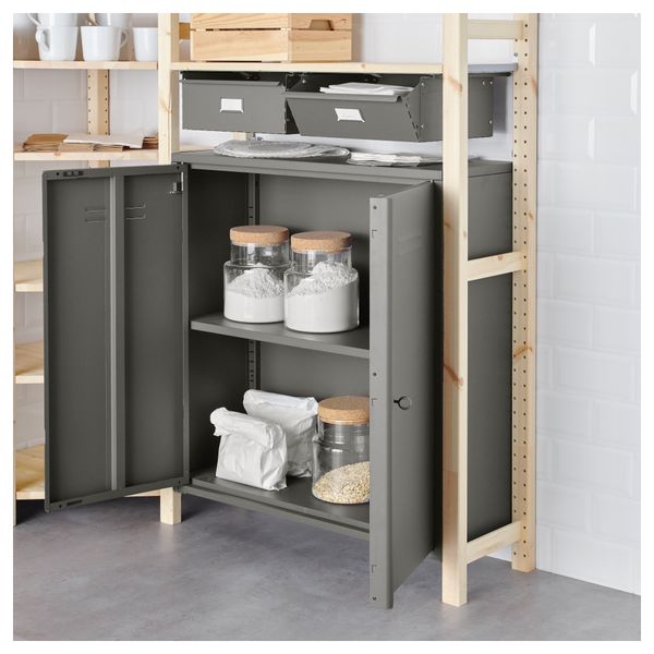 3 секции, полки/шкаф ИВАР, сосна, серый (145/145x30x226 см) - фото 3