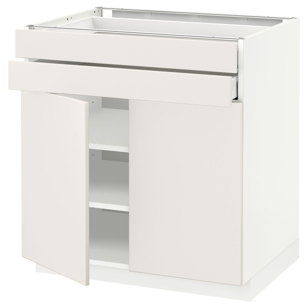 Напольный шкаф, 2 дверцы, 2 ящика МЕТОД / МАКСИМЕРА, белый, Веддинге белый - схема-чертеж с размерами