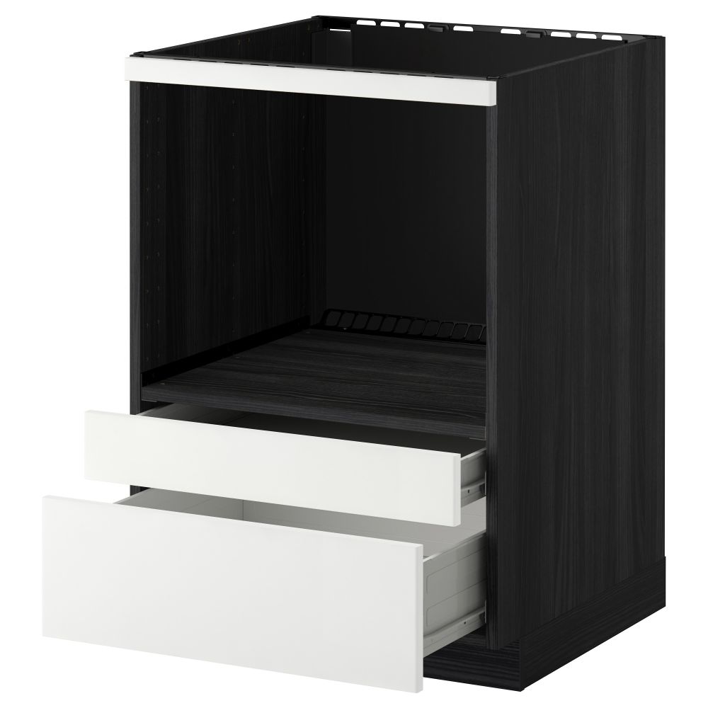 Напольный шкаф для комбинирования СВЧ, ящики МЕТОД / ФОРВАРА, черный, Рингульт белый (60x60 см) - схема-чертеж с размерами