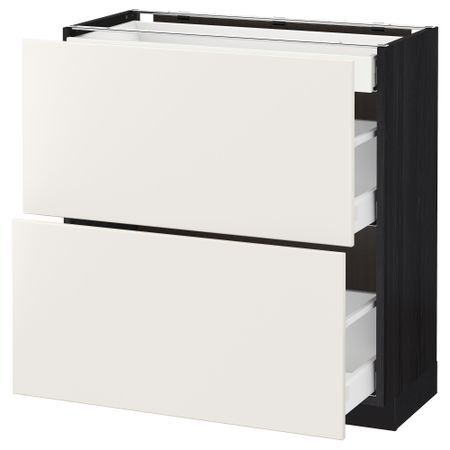 Напольный шкаф, 2 фасада, 3 ящика МЕТОД / МАКСИМЕРА, черный, Веддинге белый
