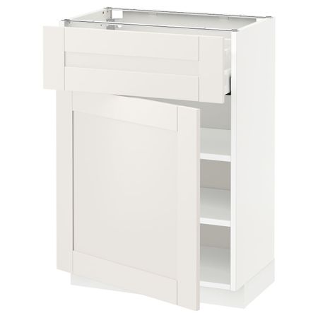Напольный шкаф с ящиком/дверцей, белый/Сэведаль белый 60x37 см IKEA METOD МЕТОД / MAXIMERA МАКСИМЕРА 594.454.86