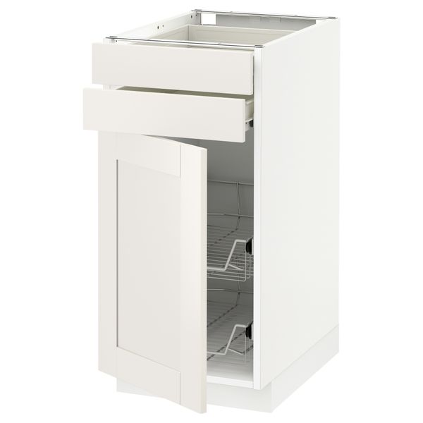 Напольный шкаф, дверца, 2 ящика, проволочных корзин МЕТОД / ФОРВАРА, белый, Сэведаль белый - схема-чертеж с размерами