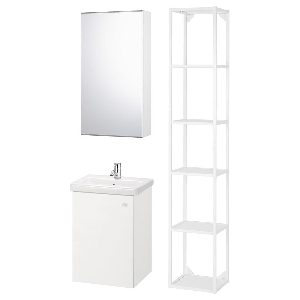 Комплект мебели для ванной,7 предм., белый/ПИЛКОН смеситель 44x43x65 см IKEA FISKÅN ФИСКОН / TVÄLLEN ТВЭЛЛЕН 994.360.79 - фото 1