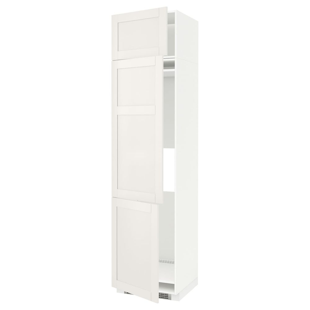 Высокий шкаф для холодильника или морозильника, с 3 дверями, белый/Сэведаль белый 60x60x240 см IKEA METOD МЕТОД 192.231.71 - схема-чертеж с размерами