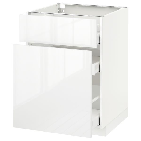 Напольный шкаф, выдвижной секцией, ящик МЕТОД / МАКСИМЕРА, белый, Рингульт белый - схема-чертеж с размерами
