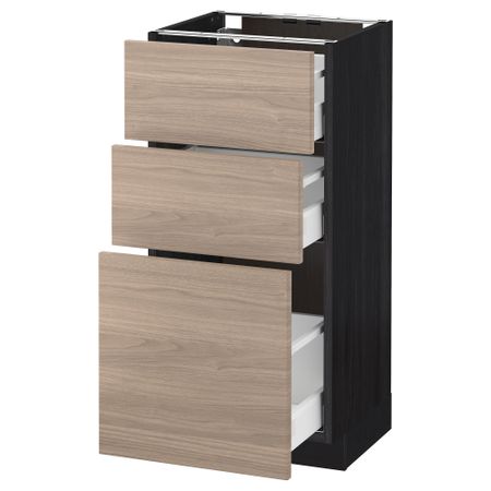 Напольный шкаф с 3 ящиками МЕТОД / МАКСИМЕРА, черный, Брокхульт светло-серый