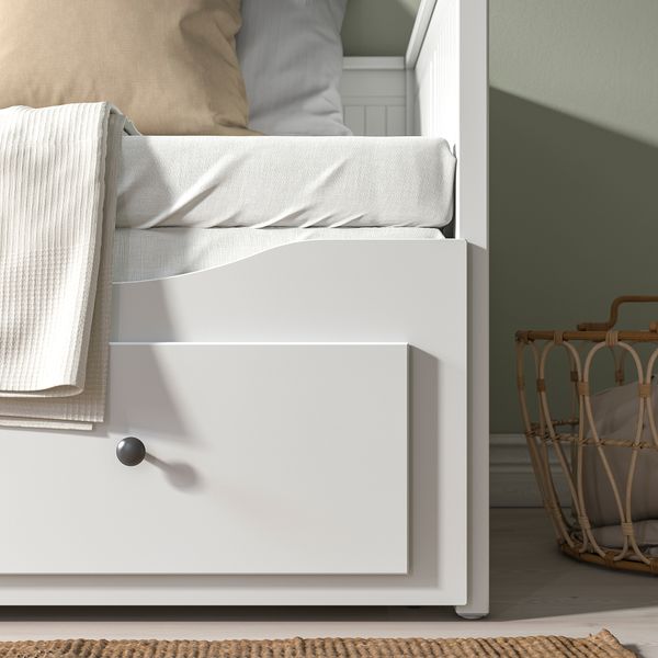 Кушетка с 2 матрасами, 3 ящиками, 80x200 см, белый, Åsvang жесткий IKEA HEMNES ХЕМНЭС 894.281.07 - фото 6