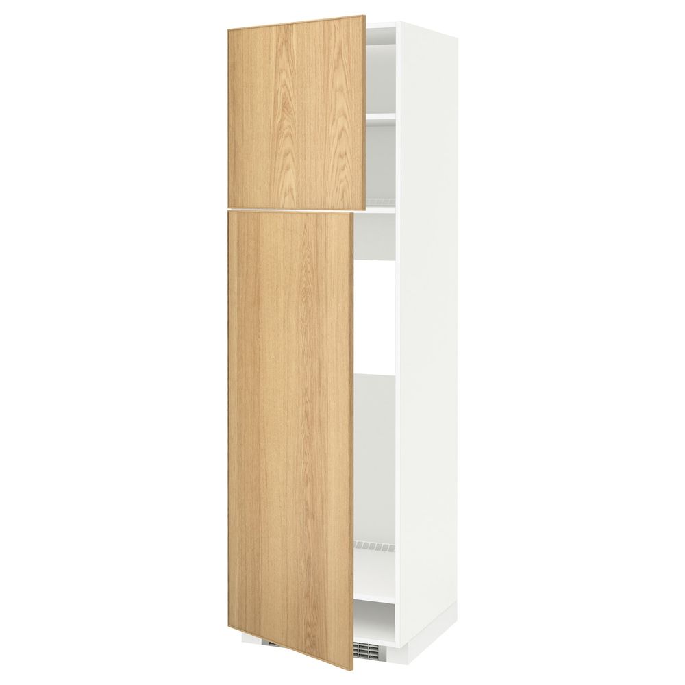 Высокий шкаф для холодильника/2дверцы, белый/Экестад дуб 60x60x200 см IKEA METOD МЕТОД 192.258.39 - схема-чертеж с размерами