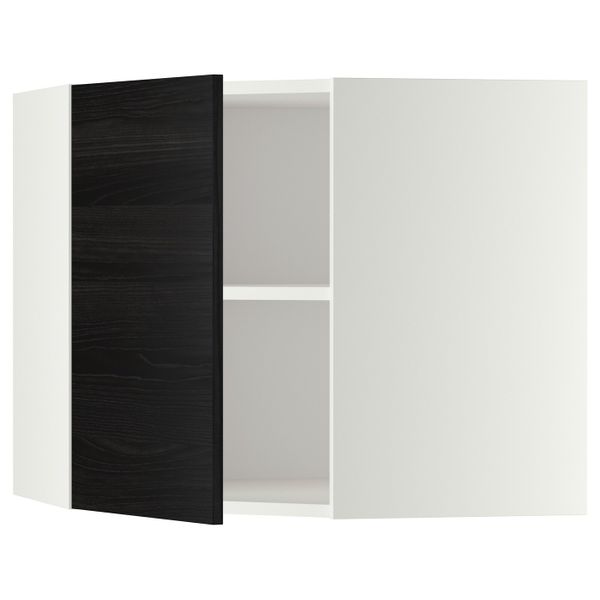 Угловой навесной шкаф с полками, белый, Тингсрид черный 68x60 см IKEA МЕТОД 992.245.10 - схема-чертеж с размерами