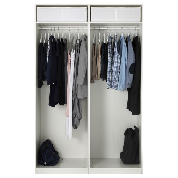 Гардероб ПАКС, белый, Своркмо сетчатый орнамент белый/оранжевый (150x66x236 см) - схема-чертеж с размерами