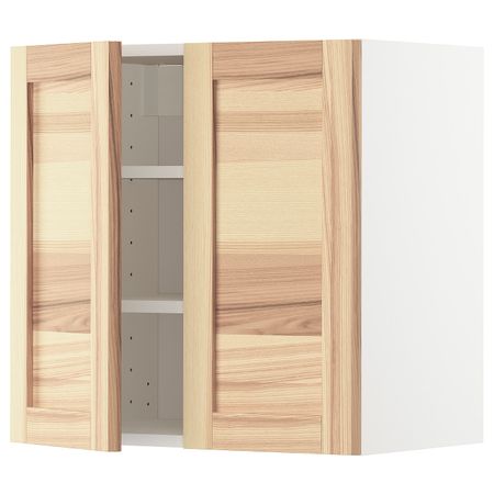 Навесной шкаф с полками/2дверцы, белый/Торхэмн ясень 60x60 см IKEA METOD МЕТОД 494.468.63