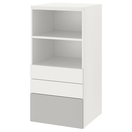 Стеллаж, белый серый/с 3 ящиками 60x57x123 см IKEA SMÅSTAD СМОСТАД / OPPHUS ОПХУС 393.955.81
