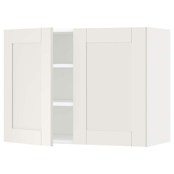 Навесной шкаф с полками/2дверцы, белый/Сэведаль белый 80x60 см IKEA METOD МЕТОД 894.445.98 - фото 1