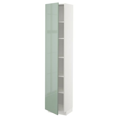 Высокий шкаф с полками, белый, Калларп светло-зеленый, 40x37x200 см IKEA МЕТОД 793.079.69
