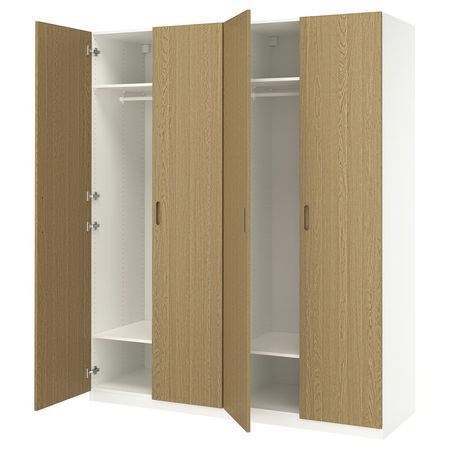 PAX / TONSTAD Гардероб, комбинация - белый/дубовый шпон 200x60x236 см