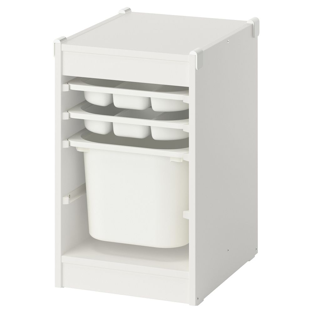 Комбинация с контейнером и лотками, белый, белый, 34x44x56 см IKEA TROFAST ТРУФАСТ 795.732.46 - фото 1