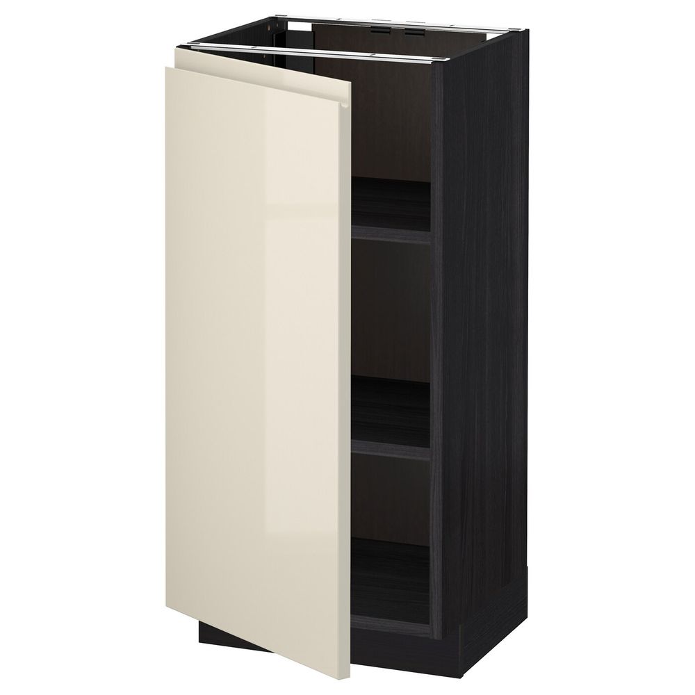 Напольный шкаф с полками, черный, Воксторп глянцевый светло-бежевый 40x37 см IKEA МЕТОД 992.245.67 - схема-чертеж с размерами