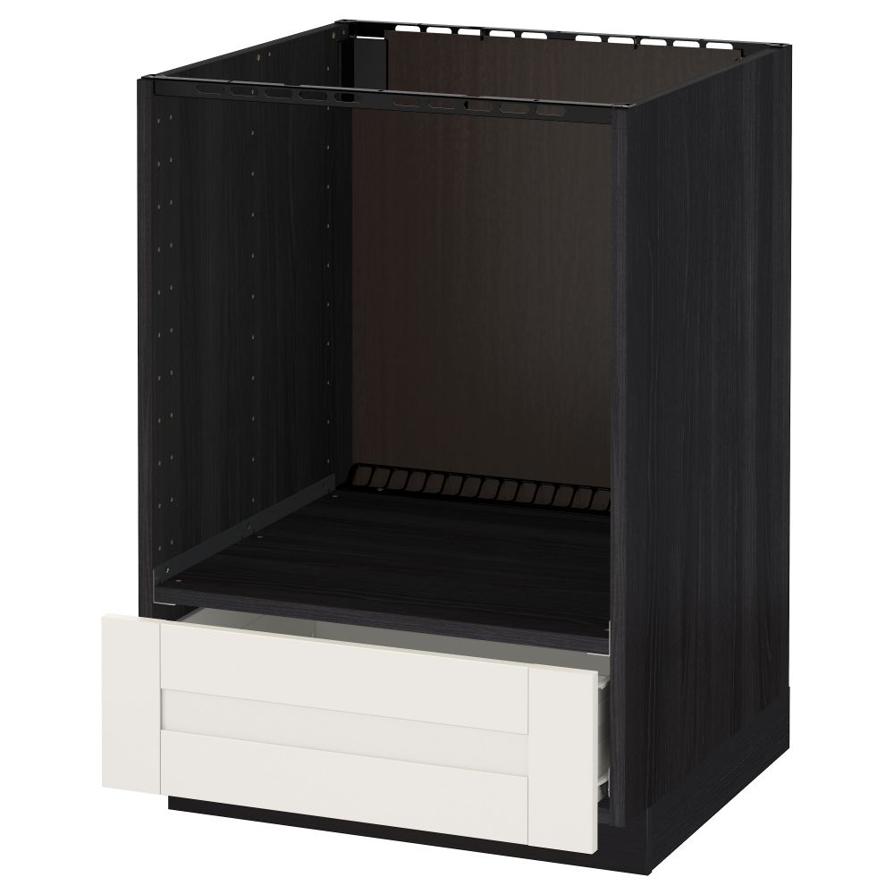 Напольный шкаф для духовки, с ящиком МЕТОД / ФОРВАРА, черный, Сэведаль белый (60x60 см) - схема-чертеж с размерами