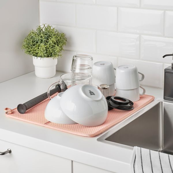 Коврик для сушки посуды, розовый/с рисунком 44x36 см IKEA NYSKÖLJD НЮХОЛИД 604.881.68 - фото 3