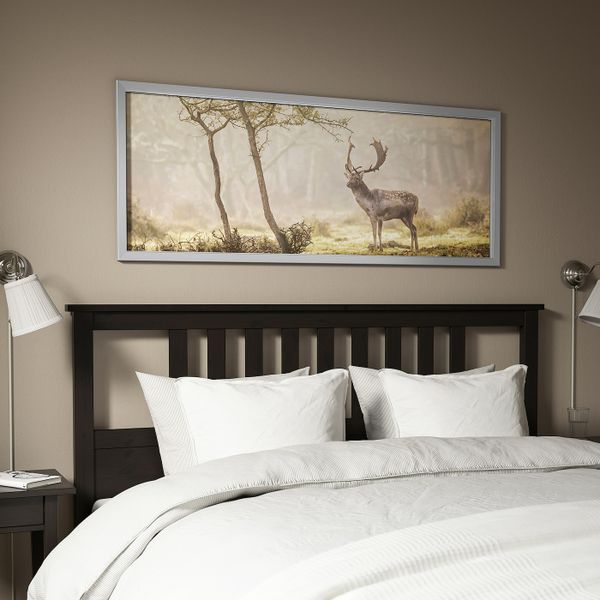 Картина с рамой, Олень на поляне/цвет алюминия 140x56 см IKEA BJÖRKSTA БЬЁРКСТА 493.847.04 - фото 3
