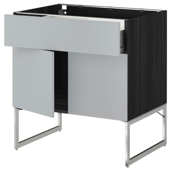 Напольный шкаф, полки, ящик, 2 двери МЕТОД / ФОРВАРА, черный, Веддинге серый - схема-чертеж с размерами