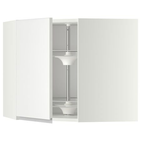 Угловой навесной шкаф с вращающейся секцией МЕТОД, белый, Нодста белый