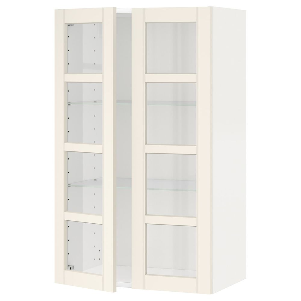 Навесной шкаф с полками, 2 стекло дв, белый/Хитарп белый с оттенком 60x100 см IKEA METOD МЕТОД 092.404.30 - схема-чертеж с размерами