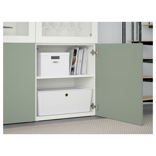 Комбинация для хранения со стеклянными дверцами БЕСТО, Лаппвикен зеленый, Синдвик белый прозрачное стекло (120x40x192 см) - схема-чертеж с размерами