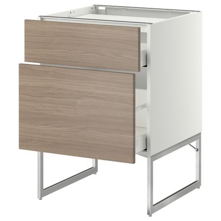 Напольный шкаф, 2 фронтальных панели, 3 ящика МЕТОД / МАКСИМЕРА, белый, Брокхульт светло-серый