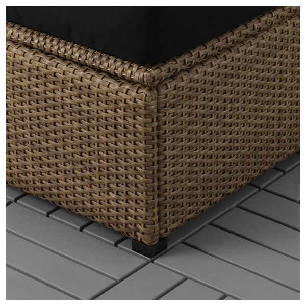 3-местный диван + табурет для ног, садовый СОЛЛЕРОН, коричневый, Кунгсэ черный (223x145x87 см) - фото 3