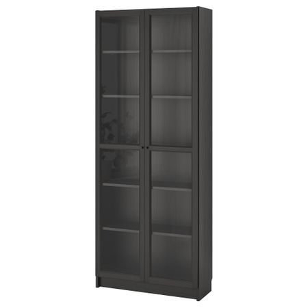 Стеллаж, 80x30x202 см, черно-коричневый IKEA BILLY БИЛЛИ, OXBERG ОКСБЕРГ 790.204.82