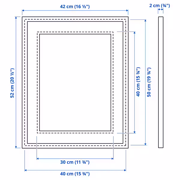 KNOPPÄNG Рама - чёрный 40x50 см - схема-чертеж с размерами