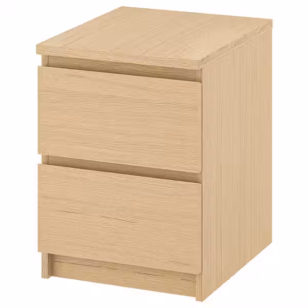 MALM Комод с 2 ящиками - дубовый шпон, беленый 40x55 см - фото 1