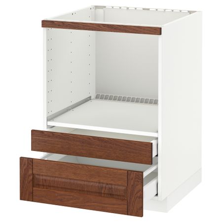 Напольный шкаф для комбинирования СВЧ, ящики МЕТОД / МАКСИМЕРА, белый, Филипстад коричневый (60x60 см)