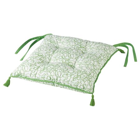 Подушка на стул, белый, зеленый 40x40x6.0 см IKEA INBJUDEN ИНБЬЮДЕН 804.919.71