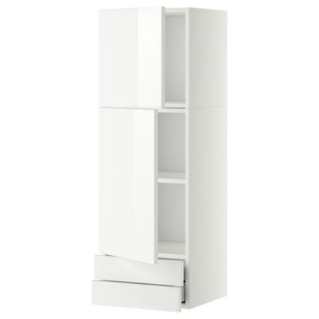 Навесной шкаф, 2 дверцы, 2 ящика МЕТОД / МАКСИМЕРА, белый, Рингульт белый