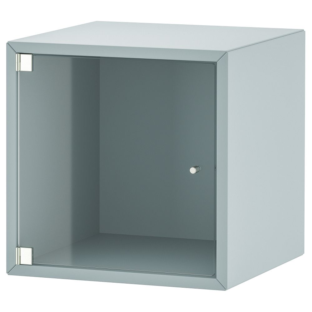 Навесной шкаф со стеклянной дверью, серо-синий светлый, 35x35x35 см IKEA EKET ЭКЕТ 395.330.21 - фото 1