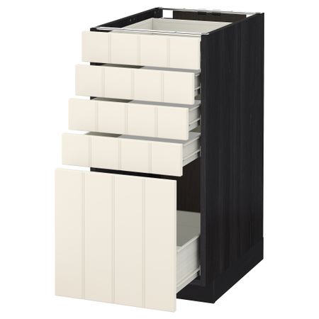 Напольный шкаф с 5 ящиками МЕТОД / ФОРВАРА, черный, Хитарп белый с оттенком